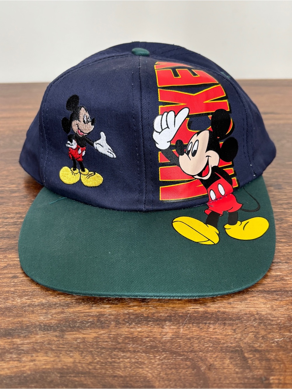Vintage 1990's Disney Mickey Mouse Unlimited Snapback Hat Cap Blue/Green
